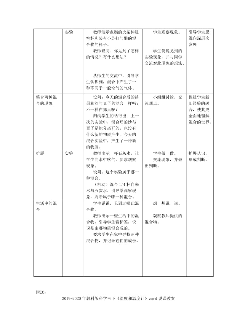 2019-2020年教科版科学三下《混合身边的物质（二）》word教案.doc_第2页