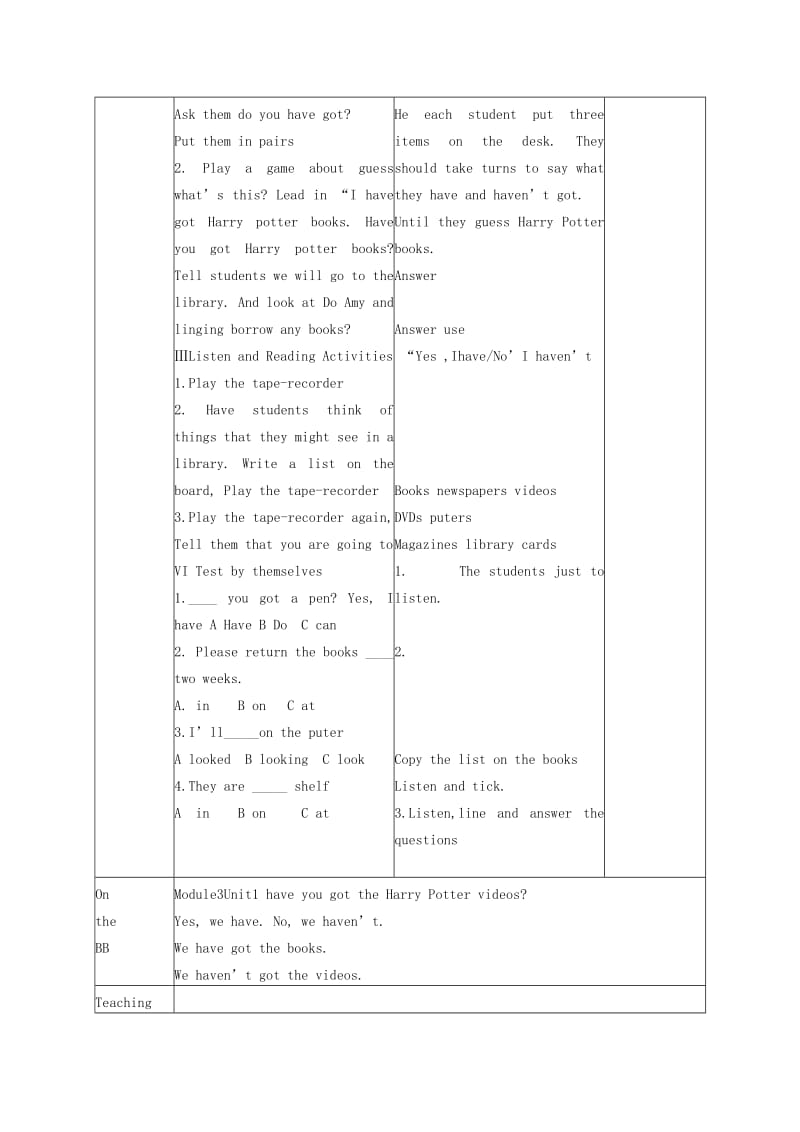 2019-2020年五年级英语下册 Module 3 Unit 1(1)教案 外研版（一起）.doc_第2页