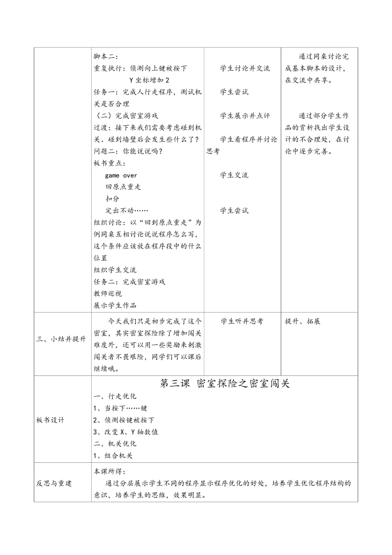 2019-2020年小学信息技术《SCRATCH：密室探险之密室闯关》表格式教案.doc_第2页