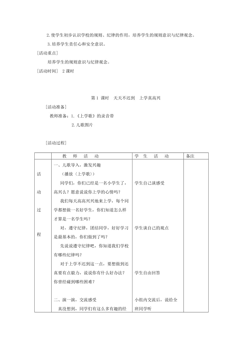 2019年一年级思想品德上册 美丽的校园教案 山东人民版.doc_第3页