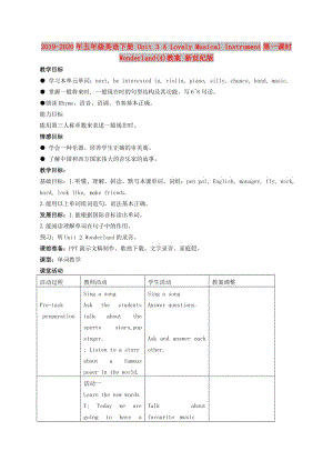 2019-2020年五年級(jí)英語(yǔ)下冊(cè) Unit 3 A Lovely Musical Instrument第一課時(shí) Wonderland(4)教案 新世紀(jì)版.doc