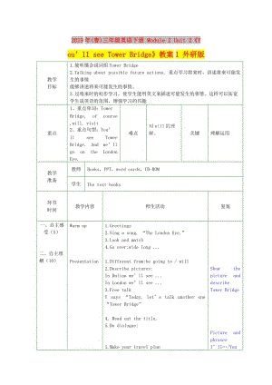 2019年(春)三年級(jí)英語(yǔ)下冊(cè) Module 2 Unit 2《You’ll see Tower Bridge》教案1 外研版.doc