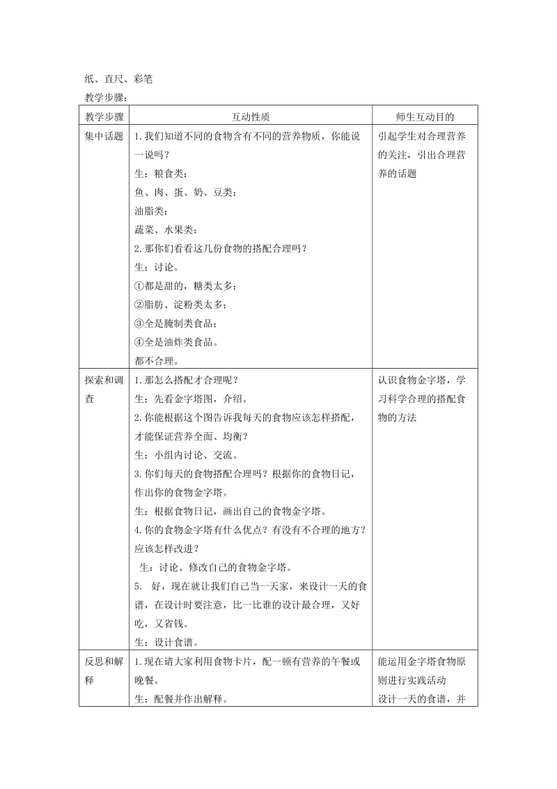 2019-2020年苏教版小学科学四年级上册《4.2怎样搭配食物》教学设计.doc_第2页