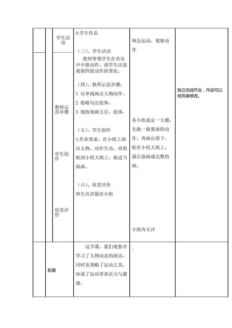 2019-2020年苏少版美术六上《表现动态》教学设计.doc_第3页