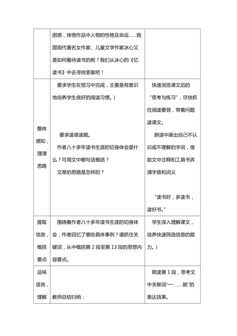 2019-2020年北师大版五年级下《忆读书》教学设计.doc_第2页