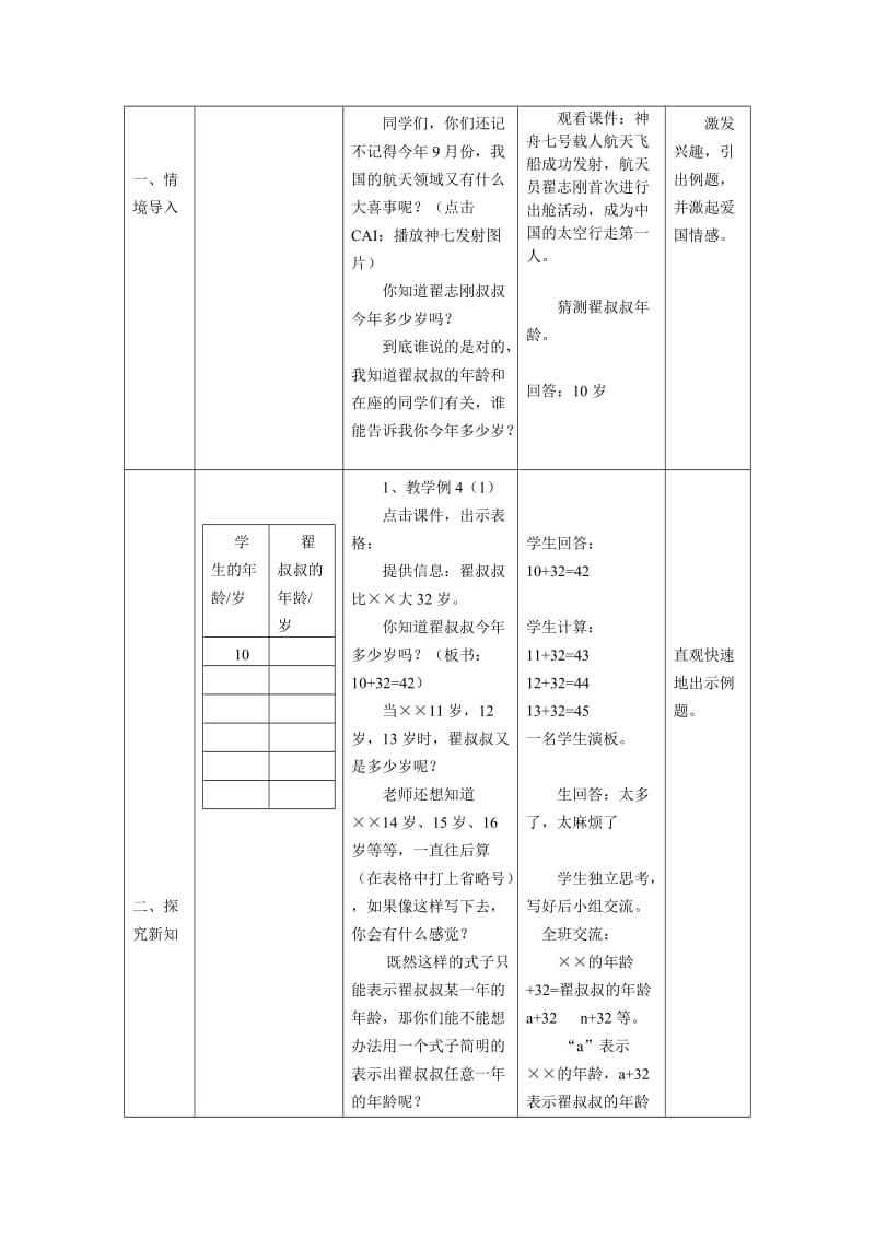 2019-2020年人教版数学五年级上册《用字母表示数》优秀教案附教学反思.doc_第3页