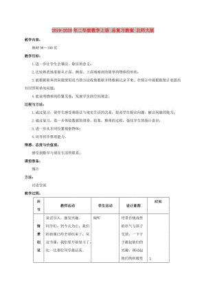 2019-2020年二年級數(shù)學(xué)上冊 總復(fù)習(xí)教案 北師大版.doc