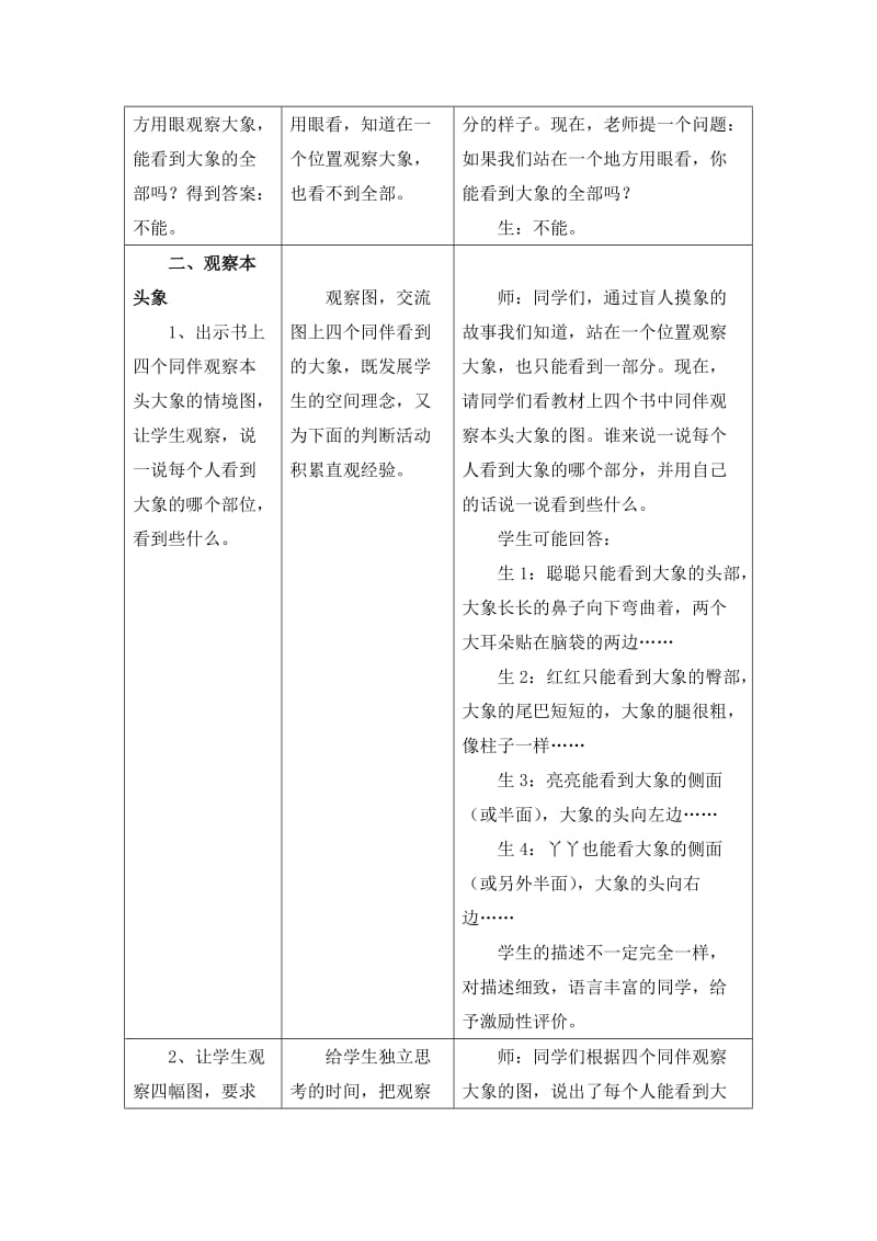 2019-2020年二年级上册1.1《从不同位置观察物体》教学设计.doc_第2页