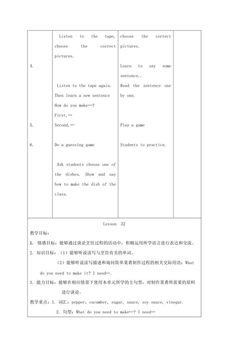 2019-2020年五年级英语上册 unit6 Lesson31-32教案 人教新起点.doc_第2页