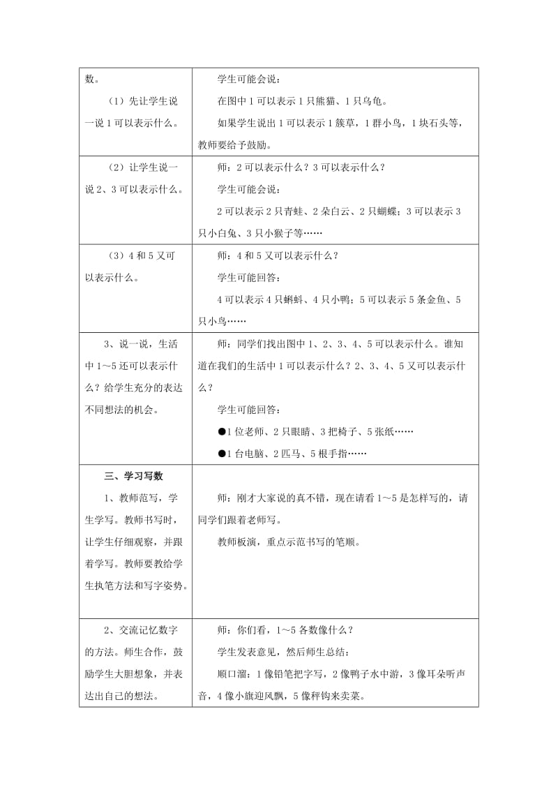 2019年一年级数学上册 第2单元《10以内数的认识》（认识1～5各数）教案 （新版）冀教版.doc_第2页