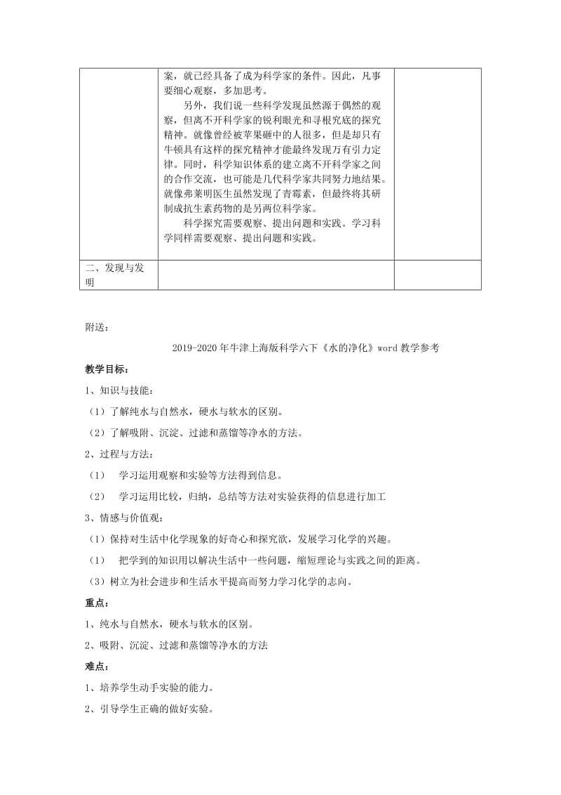 2019-2020年牛津上海版科学六上《认识科学》word教学参考.doc_第2页