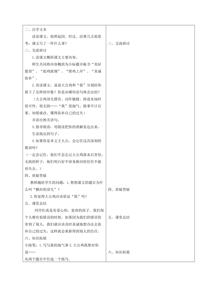 2019-2020年五年级语文下册 颤抖的羽毛 2教案 冀教版.doc_第3页