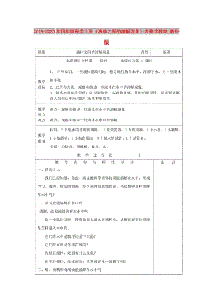 2019-2020年四年級科學(xué)上冊《液體之間的溶解現(xiàn)象》表格式教案 教科版.doc