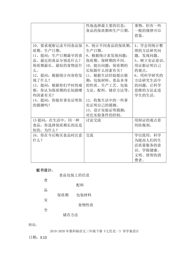 2019-2020年教科版科学四年级下册《食物包装上的信息》公开课教案.doc_第2页