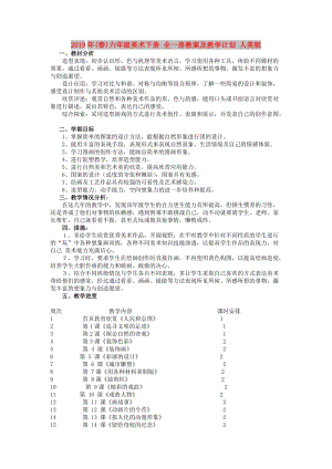 2019年(春)六年級美術(shù)下冊 全一冊教案及教學(xué)計劃 人美版.doc