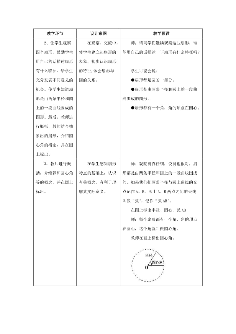 2019六年级数学上册第1单元圆和扇形扇形的认识教案1冀教版.doc_第3页