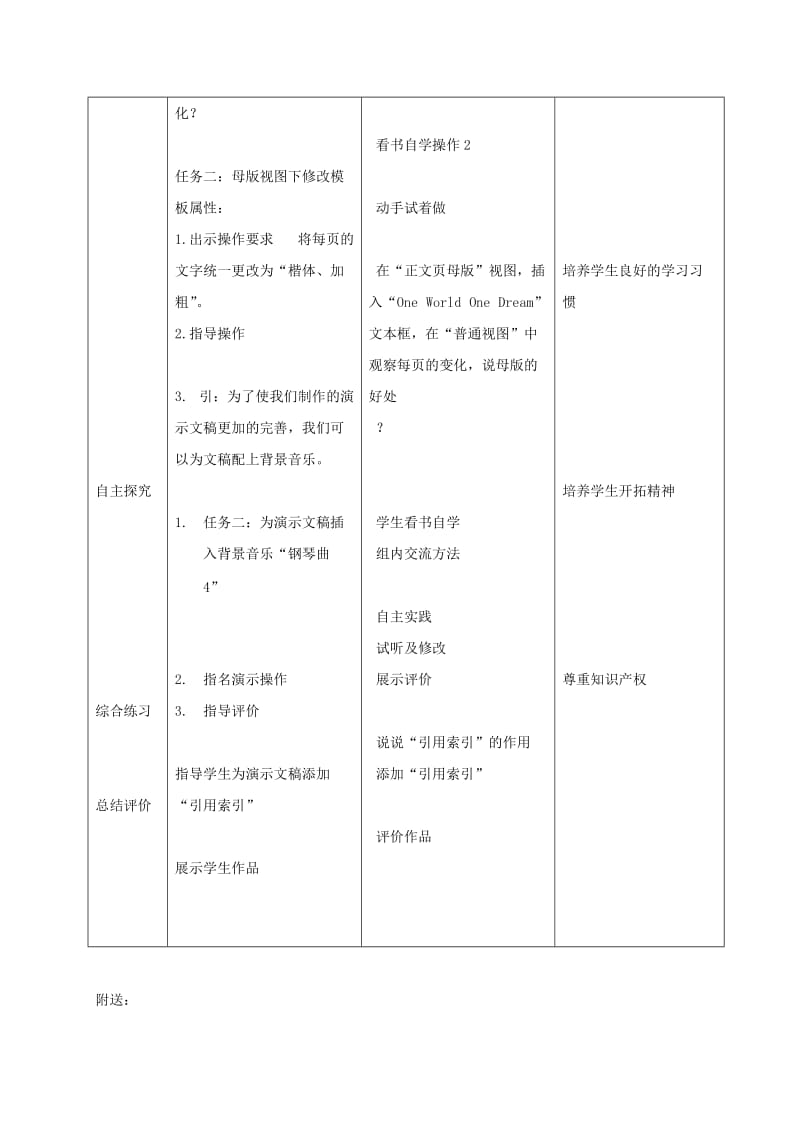 2019-2020年小学信息技术第二册 应用母版和插入背景音乐教案 北京版.doc_第2页