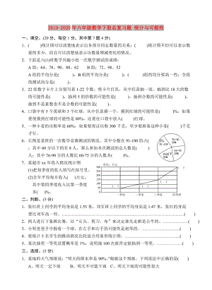 2019-2020年六年級數(shù)學(xué)下冊總復(fù)習(xí)題 統(tǒng)計(jì)與可能性.doc