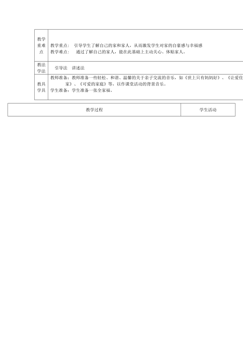 2019年一年级道德与法治上册第三单元我爱我家第9课说说我的家教案2鄂教版.doc_第2页