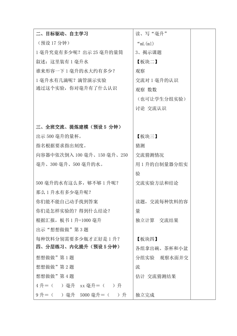 2019-2020年苏教版四年级下册《认识毫升》word教案之一.doc_第2页