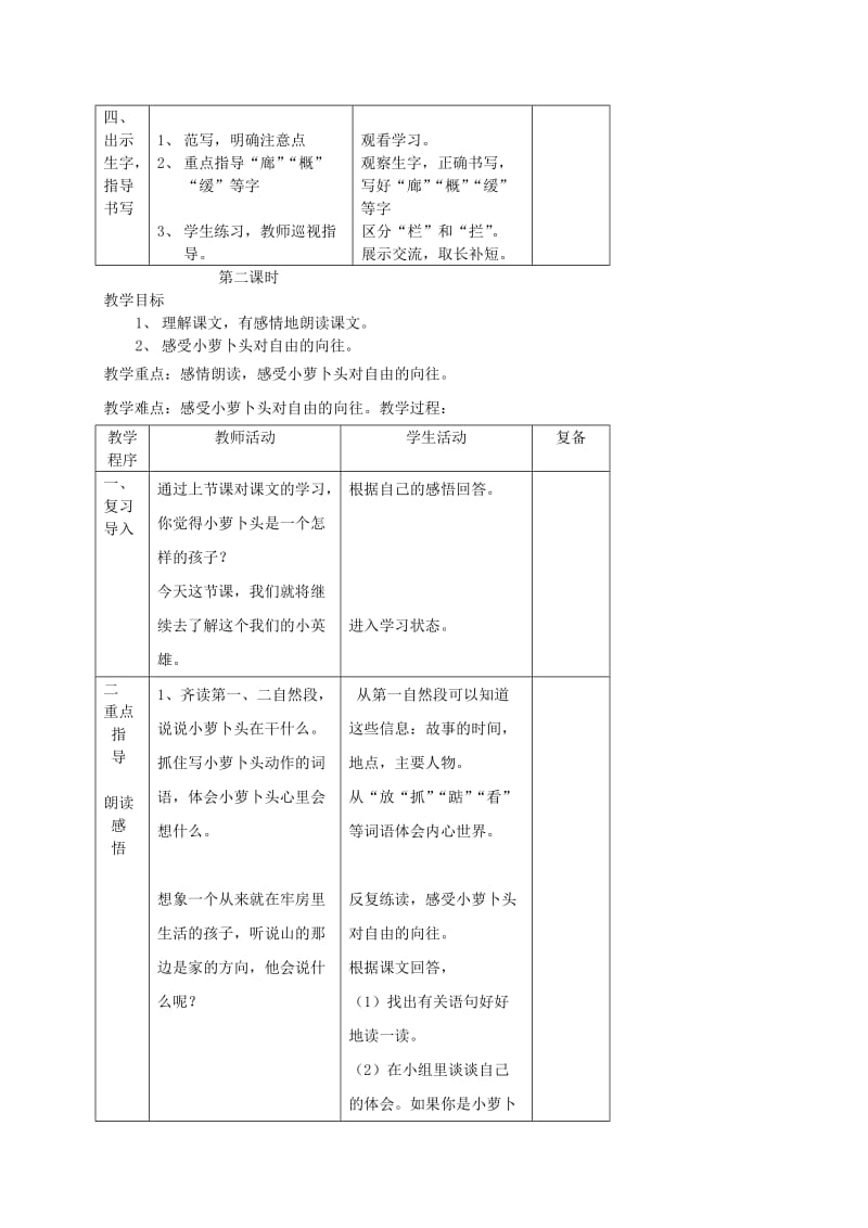 2019-2020年三年级语文上册 小萝卜头（一）教案 西师大版.doc_第3页