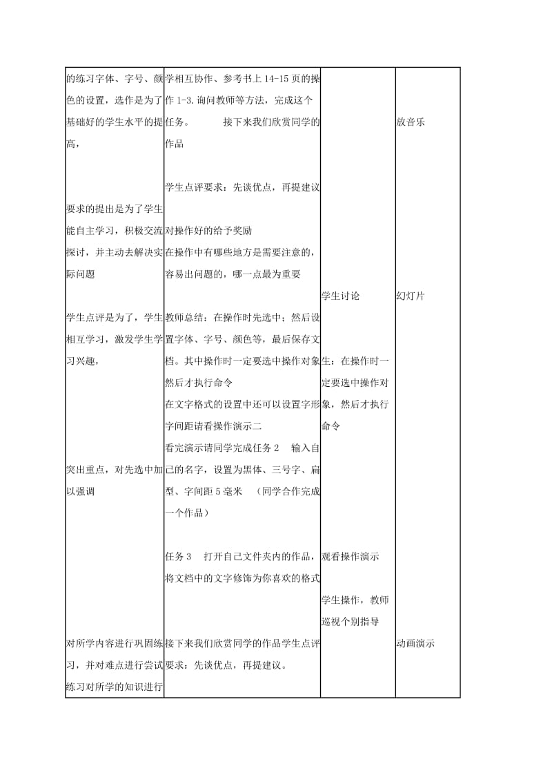 2019-2020年小学信息技术第二册 文字格式的设置1教案 北京版.doc_第3页