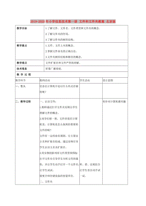 2019-2020年小學信息技術(shù)第一冊 文件和文件夾教案 北京版.doc