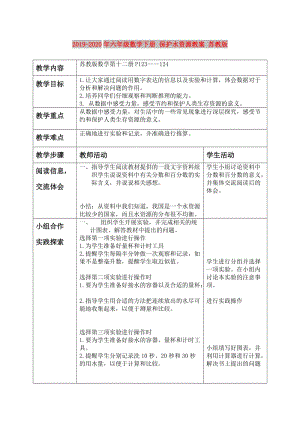 2019-2020年六年級數(shù)學(xué)下冊 保護(hù)水資源教案 蘇教版.doc