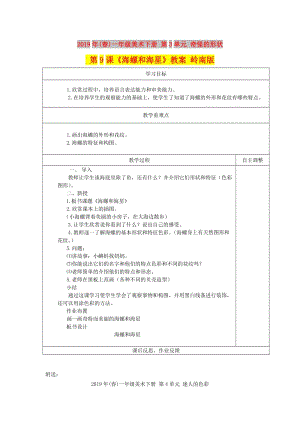 2019年(春)一年級(jí)美術(shù)下冊(cè) 第3單元 奇怪的形狀 第9課《海螺和海星》教案 嶺南版.doc