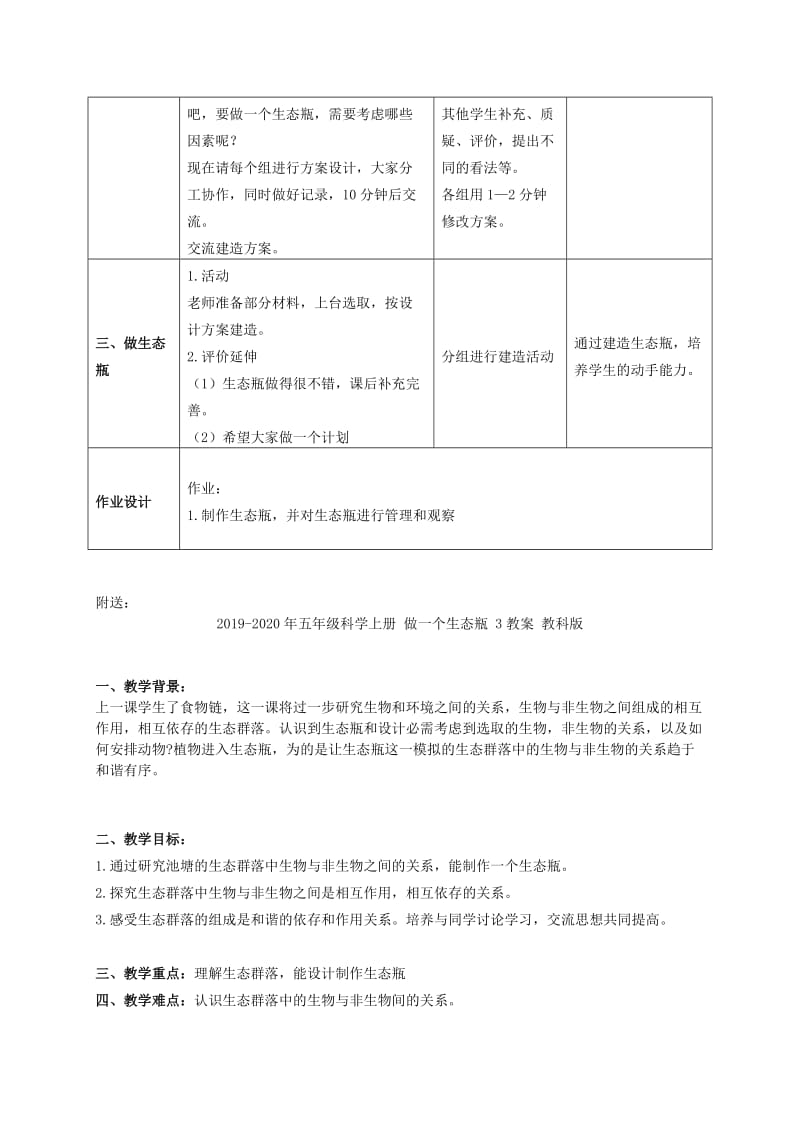 2019-2020年五年级科学上册 做一个生态瓶 2教案 教科版.doc_第2页