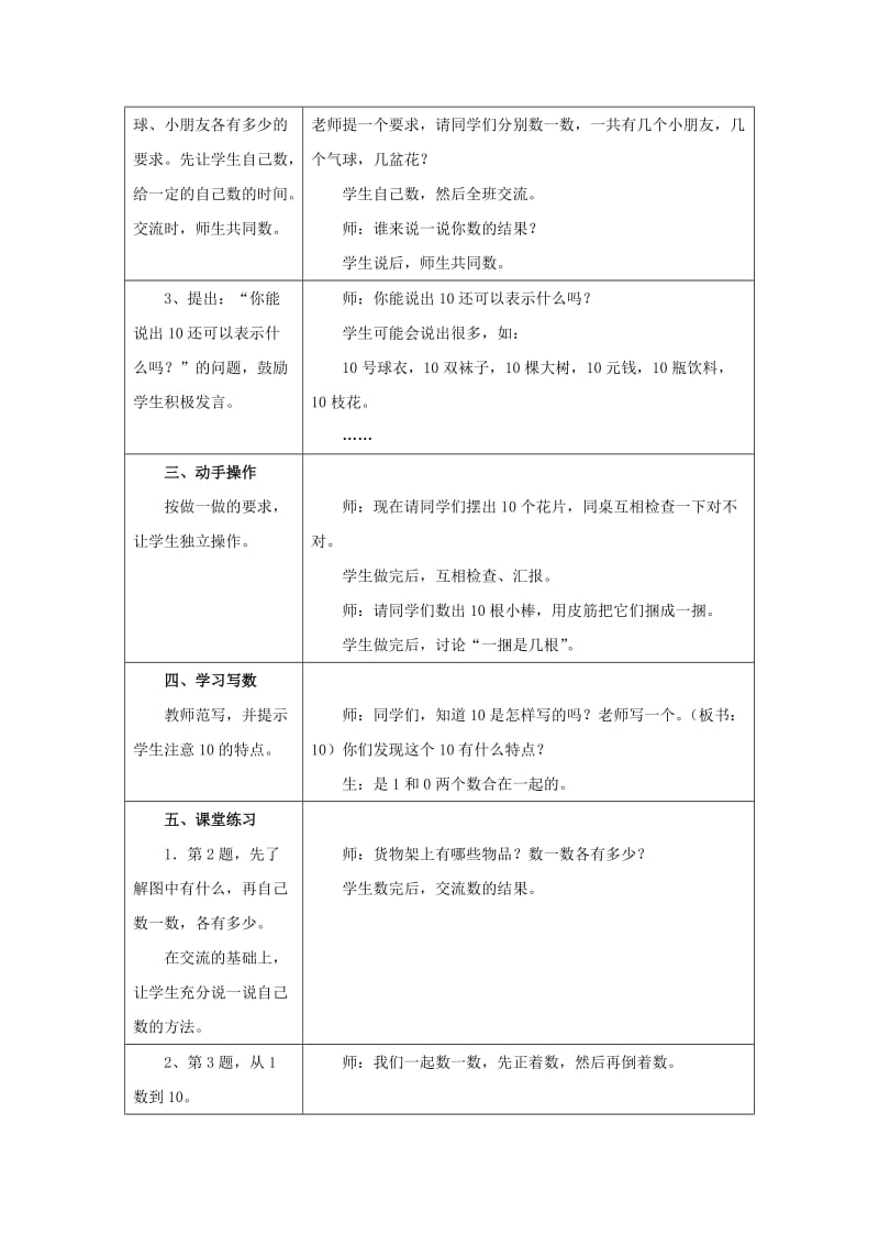 2019年一年级数学上册 第2单元《10以内数的认识》（10的认识）教案 （新版）冀教版.doc_第2页