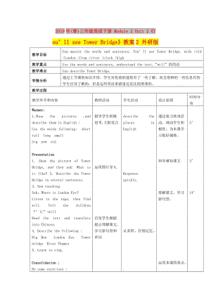 2019年(春)三年級英語下冊 Module 2 Unit 2《You’ll see Tower Bridge》教案2 外研版.doc