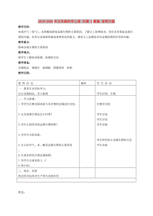 2019-2020年五年級科學上冊 生銹 2教案 首師大版.doc