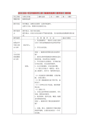 2019-2020年五年級科學上冊《蚯蚓的選擇》教學設計 教科版.doc