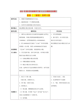 2019年(春)四年級數學下冊 5.4《小數的近似數》教案1 （新版）西師大版.doc