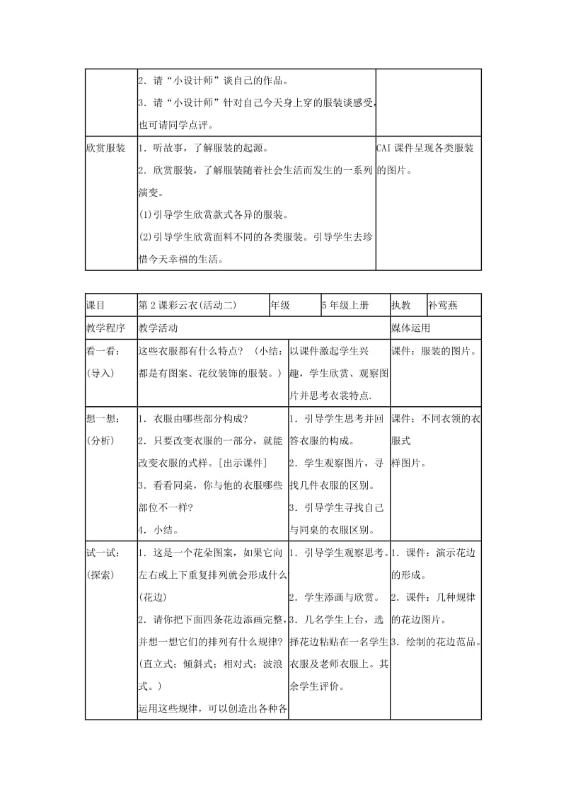 2019-2020年湘教版美术五上《彩云衣》教案.doc_第2页