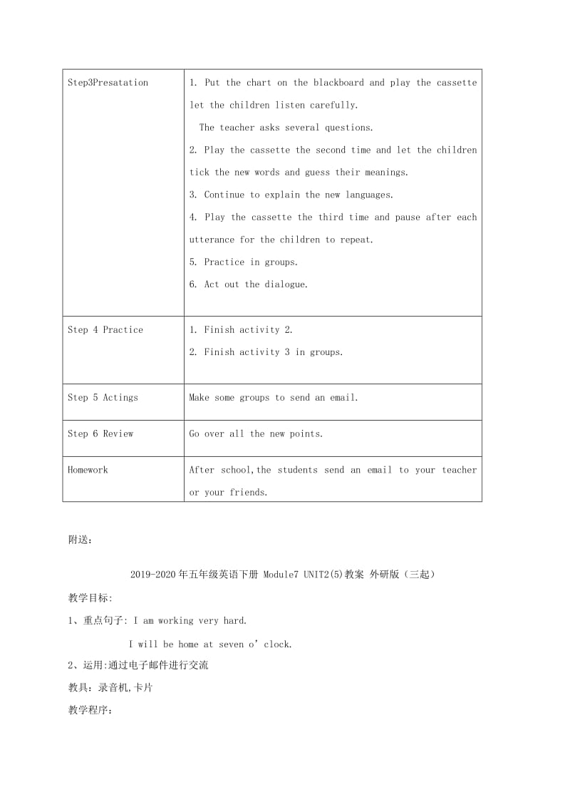 2019-2020年五年级英语下册 Module7 unit2(4)教案 外研版.doc_第2页