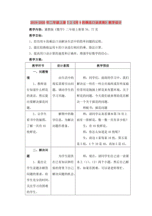 2019-2020年二年級上冊7.2《用9的乘法口訣求商》教學設計.doc