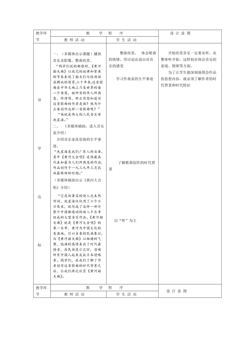 2019-2020年人音版音乐五年级下册《黄河船夫曲》公开课表格式教案.doc_第2页