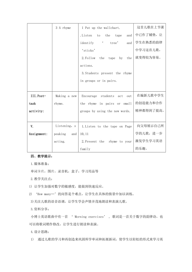 2019年一年级英语上册Unit2Numbers第四课时教案沪教牛津版 .doc_第3页