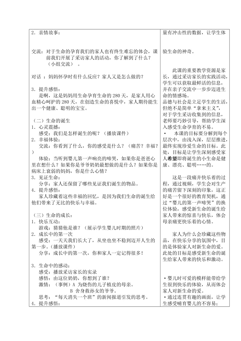 2019-2020年人教版品德与社会四年级上册《我们的生命》第一课时优秀教案设计.doc_第3页