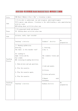 2019-2020年小學(xué)英語 Book4 Module2 Unit1教學(xué)設(shè)計(jì) 人教版.doc