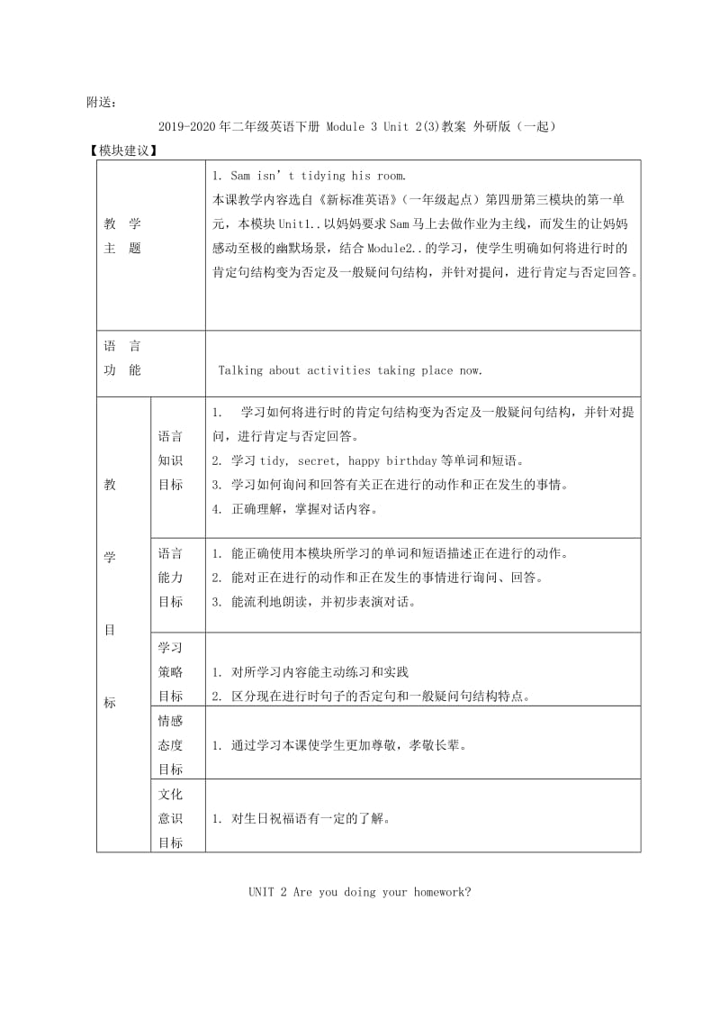 2019-2020年二年级英语下册 Module 3 Unit 2(2)教案 外研版（一起）.doc_第3页