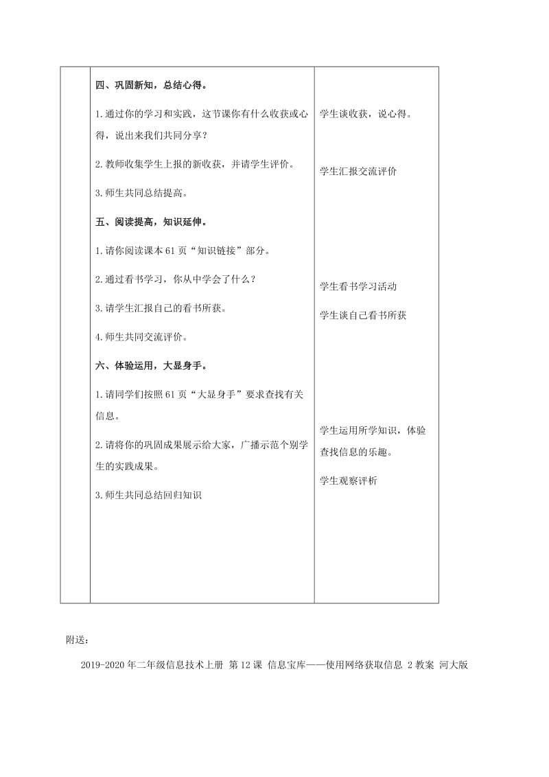 2019-2020年二年级信息技术上册 第12课 信息宝库——使用网络获取信息 1教案 河大版.doc_第3页