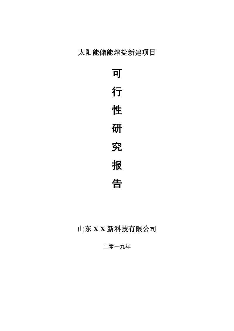 太阳能储能熔盐新建项目可行性研究报告-可修改备案申请_第1页