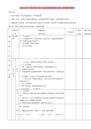 2019-2020年四年級(jí)下冊(cè)《加法運(yùn)算定律的應(yīng)用》教案教學(xué)建議.doc