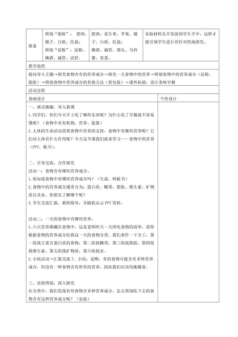 2019-2020年四年级科学下册 食物中的营养 6教案 教科版.doc_第2页