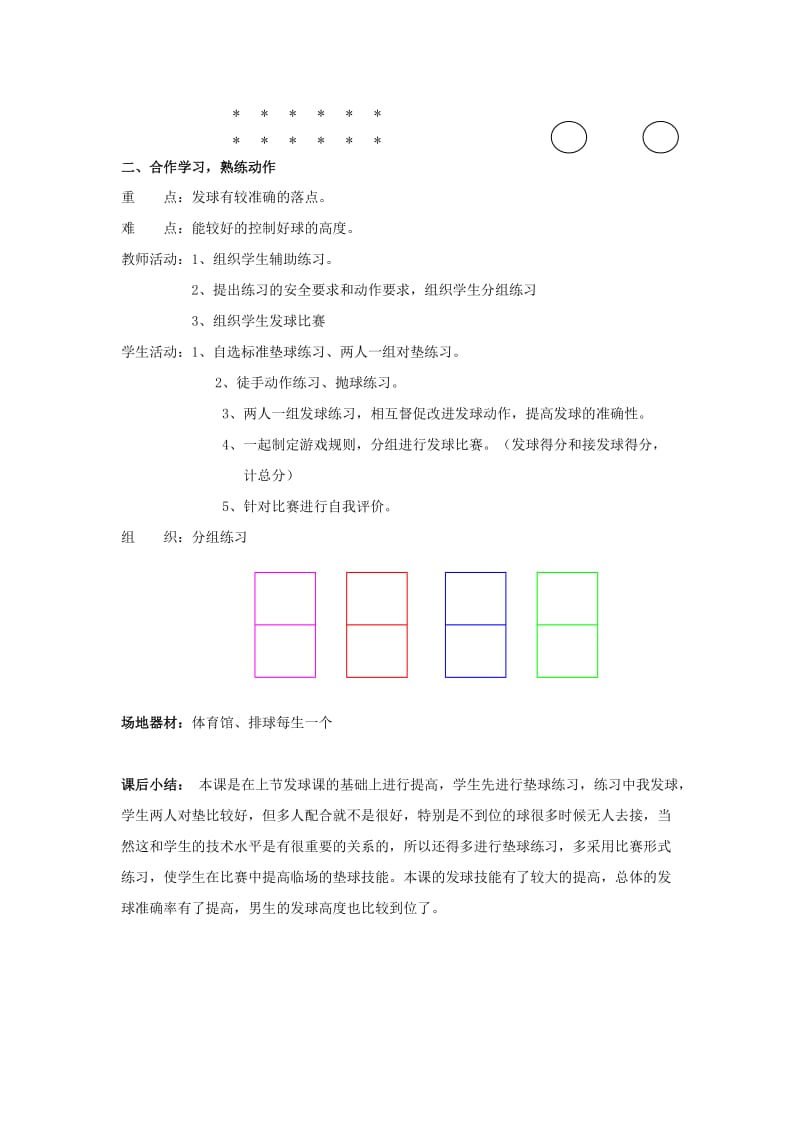 2019-2020年六年级体育上册 第九课 小排球发球教案.doc_第3页