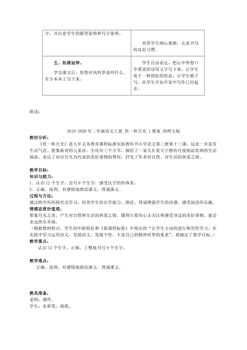 2019-2020年二年级语文上册 风铃草教案 冀教版.doc_第3页