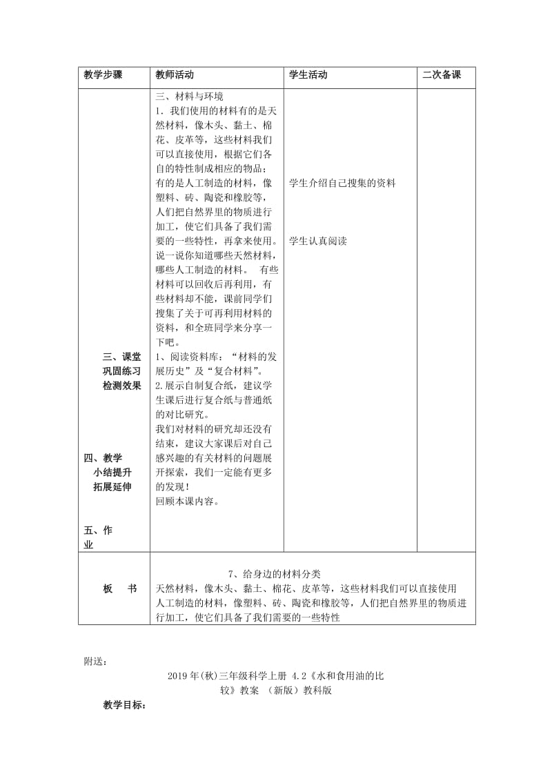 2019年(秋)三年级科学上册 3.7《给身边的材料分类》教案 （新版）教科版.doc_第2页